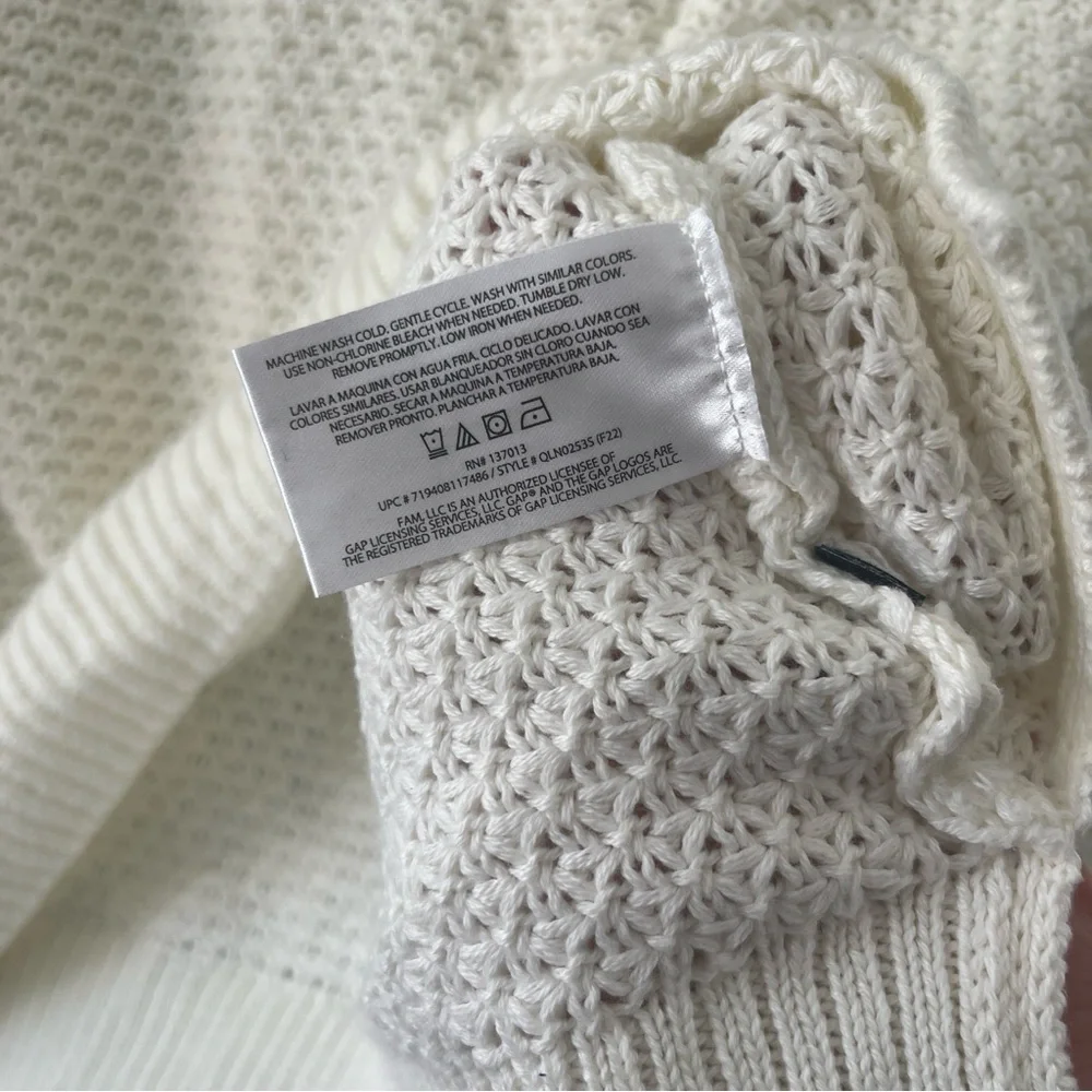 GAP Women's Cream Sweater Open Knit Neutral Classic Size Medium M